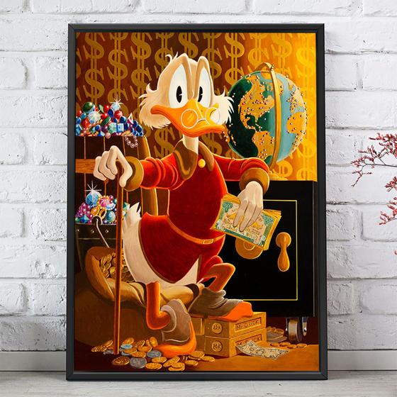 Quadro Decorativo Emoldurado Desenho Tio Patinhas Fortuna Para sala quarto Tribos Quadro