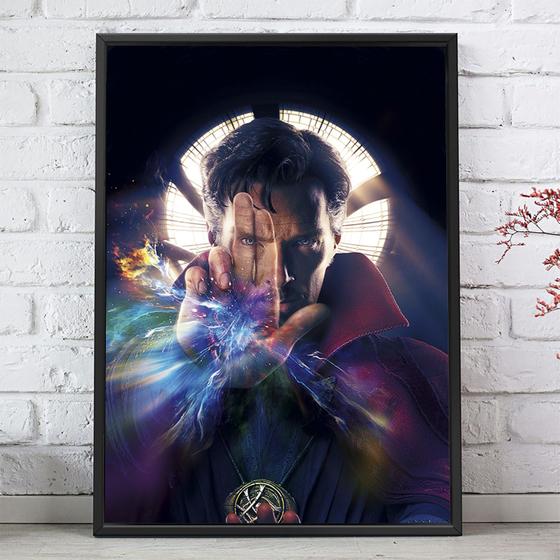 Imagem de Quadro Decorativo Emoldurado Doutor Estranho Magia Marvel Para sala quarto