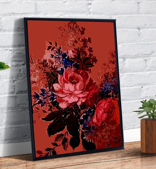 Quadro Decorativo Emoldurado Flores Floral Papel De Parede Menor preço em Quadro Decorativo Emoldurado Flores Floral Papel De Parede
