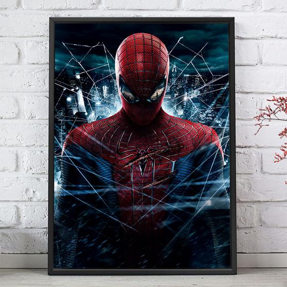 Quadro Decorativo Emoldurado Homem Aranha Na Teia Para sala quarto ...