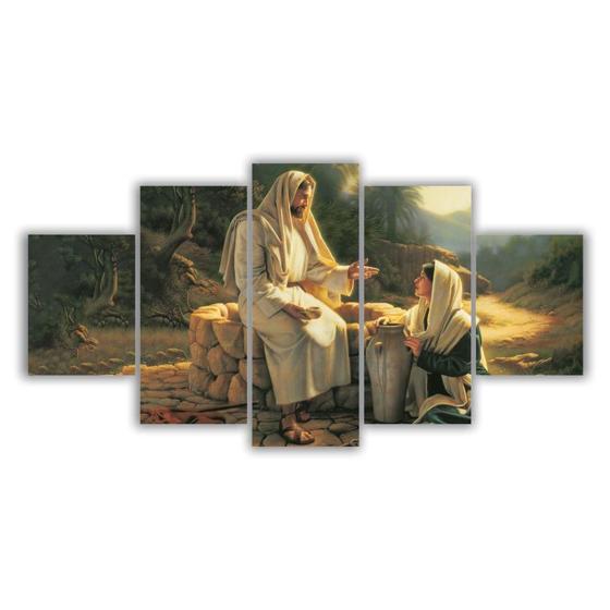 Imagem de Quadro Decorativo Encontro Jesus Cristo E A Samaritana À