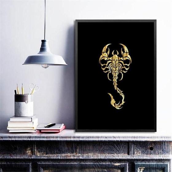 Imagem de Quadro Decorativo Escorpião Dourado 33X24Cm