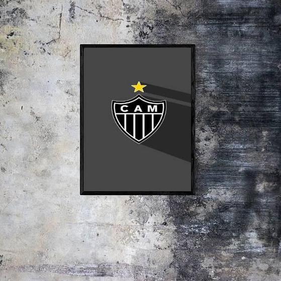 Imagem de Quadro Decorativo Escudo Atlético Mg Fundo Cinza 45X34Cm