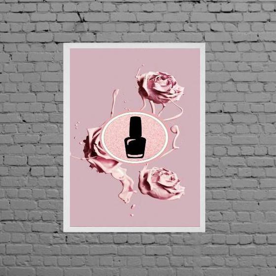 Imagem de Quadro Decorativo Esmalte Com Flores 24x18cm