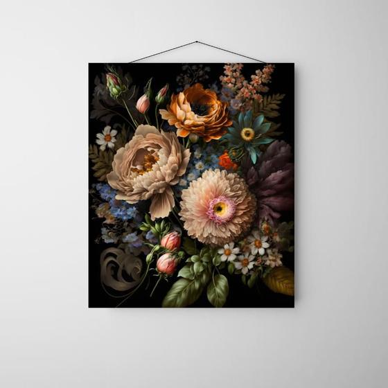 Imagem de Quadro Decorativo Espelho Floral 35x60 cm 