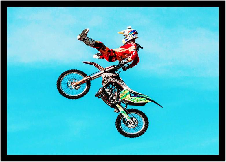 Imagem de Quadro Decorativo Esportes Freestyle Motocross Paisagem Lojas Quartos Salas Com Moldura RC018