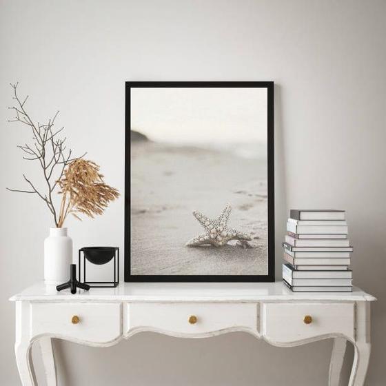 Imagem de Quadro Decorativo Estrela Do Mar Branca 33x24cm - com vidro