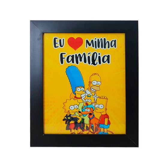 Imagem de Quadro Decorativo Eu Amo Minha Familia com Moldura e Vidro Mdf Adesivado