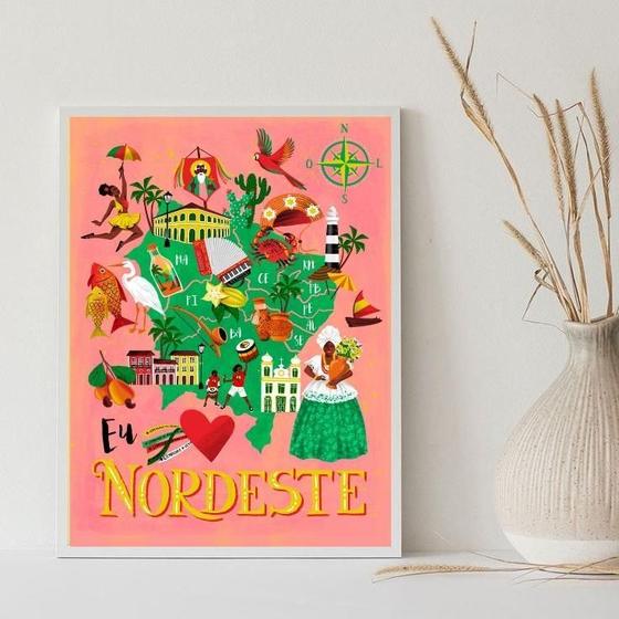 Imagem de Quadro Decorativo Eu Amo Nordeste 24X18Cm - Com Vidro