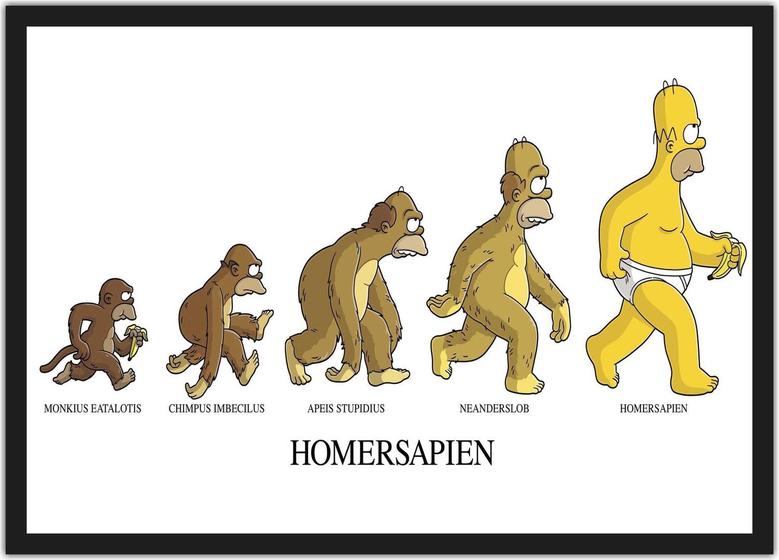 Imagem de Quadro Decorativo Evolução Da Espécie Simpsons Homer Desenho Com Moldura