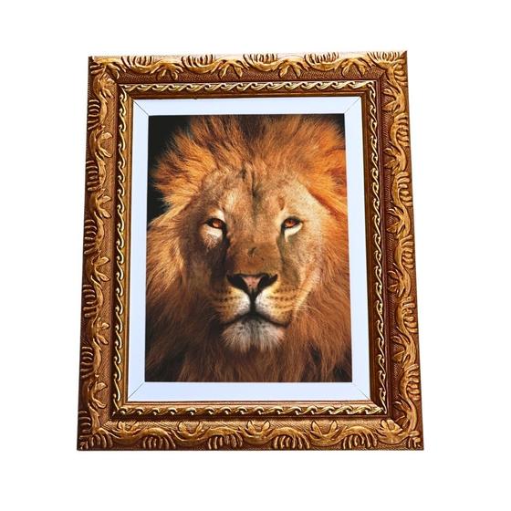 Imagem de Quadro Decorativo Face do Leão A4 - FR041 Luxo Premium