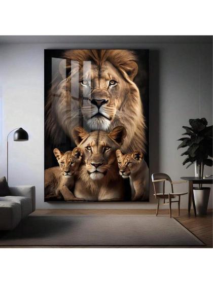 Quadro Decorativo Família Leão Filhotes Sala Quarto Hall - NoBrand Imagem de Quadro Decorativo Família Leão Filhotes Sala Quarto Hall
