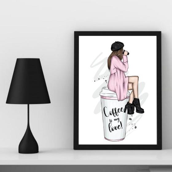 Imagem de Quadro Decorativo Fashion Coffee IsMyLove 33x24cm