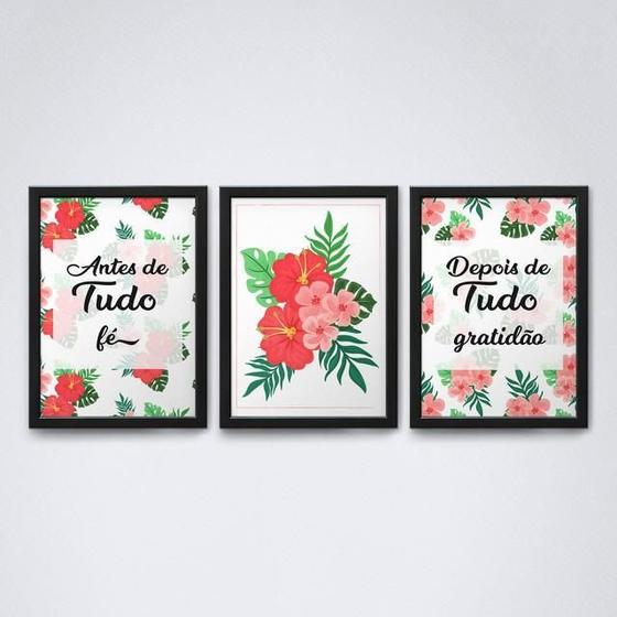 Imagem de Quadro Decorativo Fé e Gratidão Tons V10 A4 20x30cm