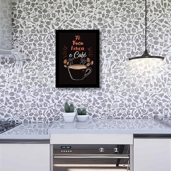 Imagem de Quadro Decorativo Fé, Foco, Força e Café