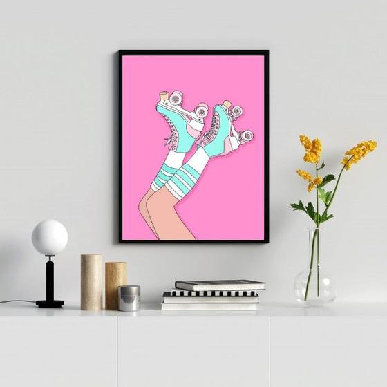 Imagem de Quadro Decorativo Feminino Patins 45x34cm - com vidro