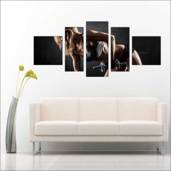 Imagem de Quadro Decorativo Fitness Academias Decorar 5 Peças TT5