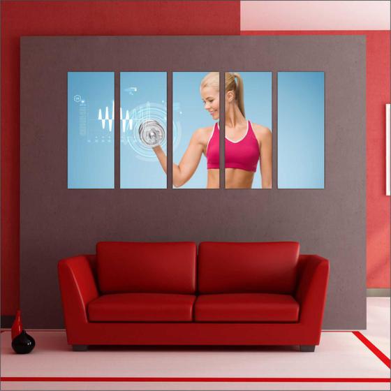 Imagem de Quadro Decorativo Fitness Academias Mosaico Com 5 Peças GG3