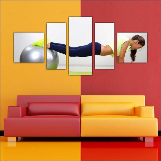 Imagem de Quadro Decorativo Fitness Pilates Academias Decorar 5 Peças TT17