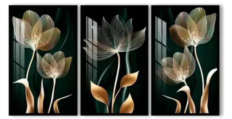 Imagem de Quadro decorativo Flor Abstrata Gold "