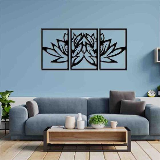 Imagem de Quadro Decorativo Flor de Lótus 3mm Vazado - Mdf