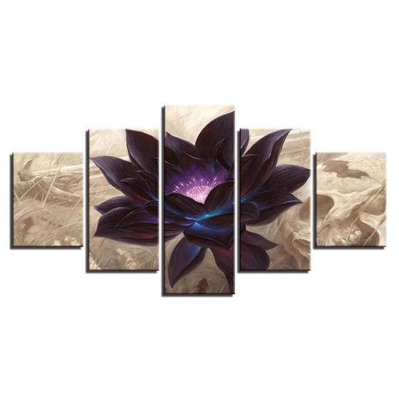 Imagem de Quadro Decorativo Flor de Lótus 5 Peças 115x60cm