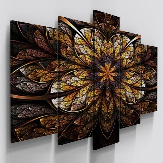 Imagem de Quadro Decorativo Flor Fractal Digital Vitral Modernidade