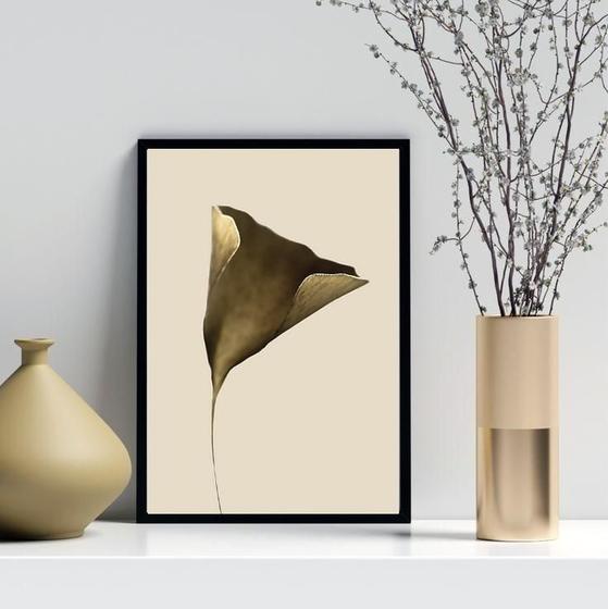 Imagem de Quadro Decorativo Flor Moderna Bronze 24X18Cm