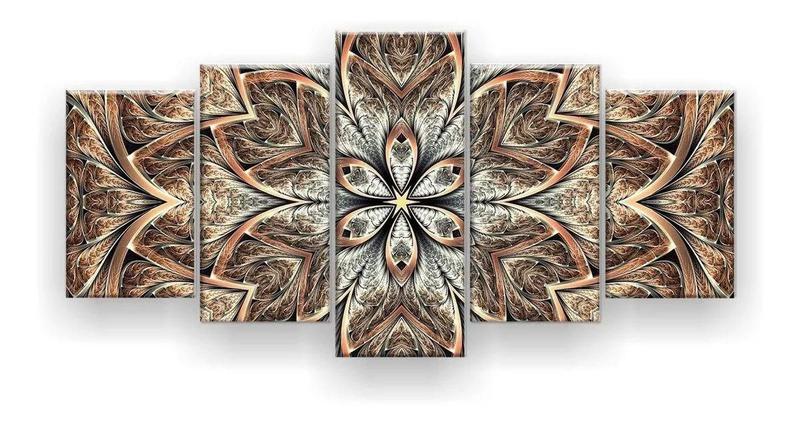 Imagem de Quadro Decorativo Flor Simétrica Ma. 5 Pc 129x61 Sala Quarto