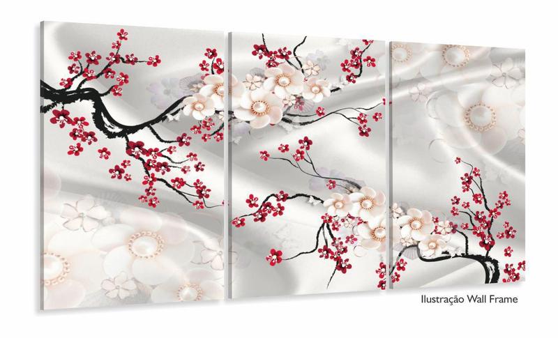 Imagem de Quadro Decorativo Flores Cerejeira Estilo 3d 120x60 3 peças