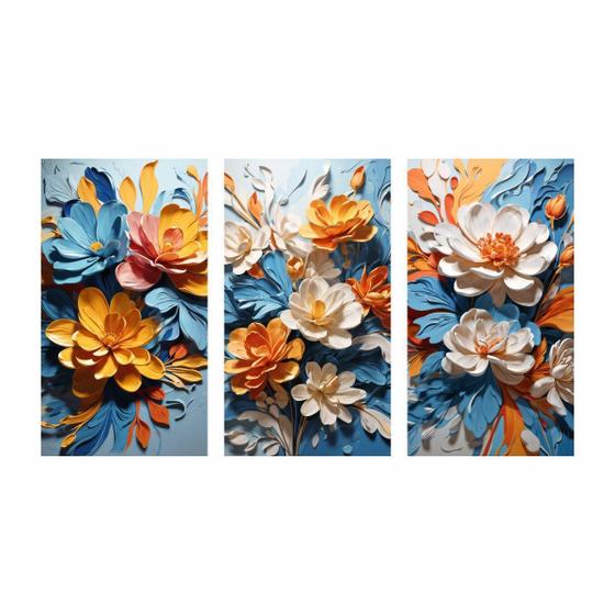 Imagem de Quadro Decorativo Flores Primavera Outono Jardim Floral Luxo