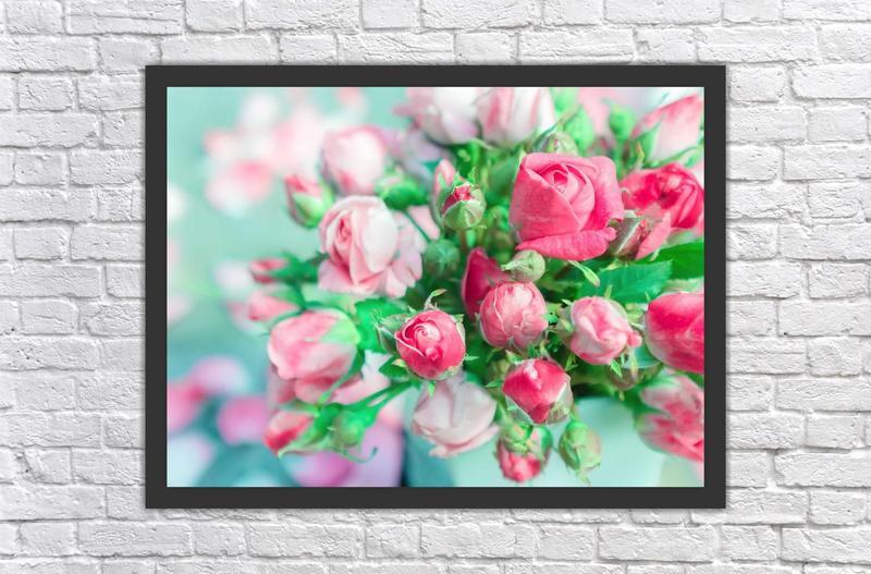 Imagem de Quadro Decorativo Flores Rosa Paisagens Salas Decorações Com Moldura