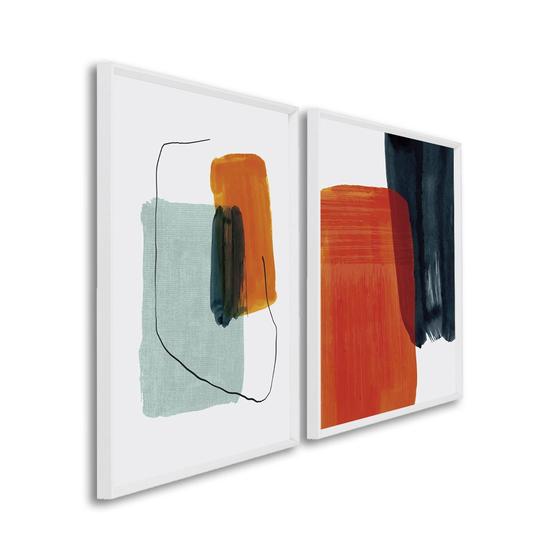 Imagem de Quadro Decorativo Formas Abstratas com 2 Telas 50x75 e 60x90 de Parede para Sala Quarto Escritório