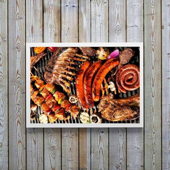 Imagem de Quadro Decorativo Fotografia Carnes Churrasco 24X18Cm Vidro