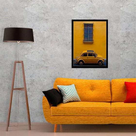 Imagem de Quadro Decorativo Fotografia Carro Retrô Amarelo 45x34cm