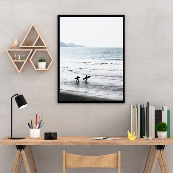 Imagem de Quadro Decorativo Fotografia Casal Surfista 45x34cm