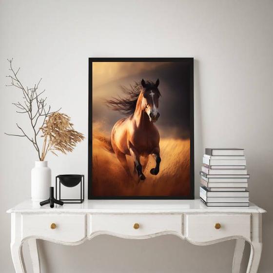 Imagem de Quadro Decorativo Fotografia Cavalo Marrom 24x18cm - com vidro