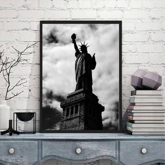 Imagem de Quadro Decorativo Fotografia Estátua da Liberdade Preto e