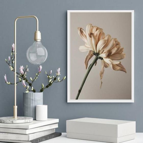 Imagem de Quadro Decorativo Fotografia Flor- Tons Bege 33X24Cm - Vidro