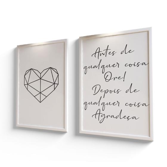 Imagem de Quadro Decorativo Frase Ore Agradeça Coração Abstrato Sala Quarto Escritório