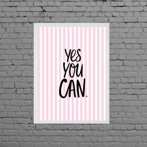 Imagem de Quadro Decorativo Frase Yes You Can 33x24cm