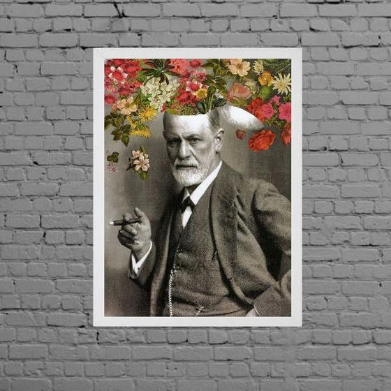 Imagem de Quadro Decorativo Freud Com Flores 45x34cm - com vidro