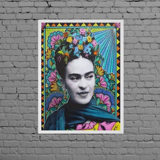 Imagem de Quadro Decorativo Frida Patchwork 24x18cm - com vidro