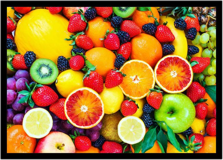 Imagem de Quadro Decorativo Frutas Laranja Morango Nutrição Gourmet Cozinha Restaurantes Com Moldura RC023