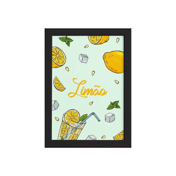 Imagem de Quadro Decorativo Frutas Limão Moldura Preta 33x43cm