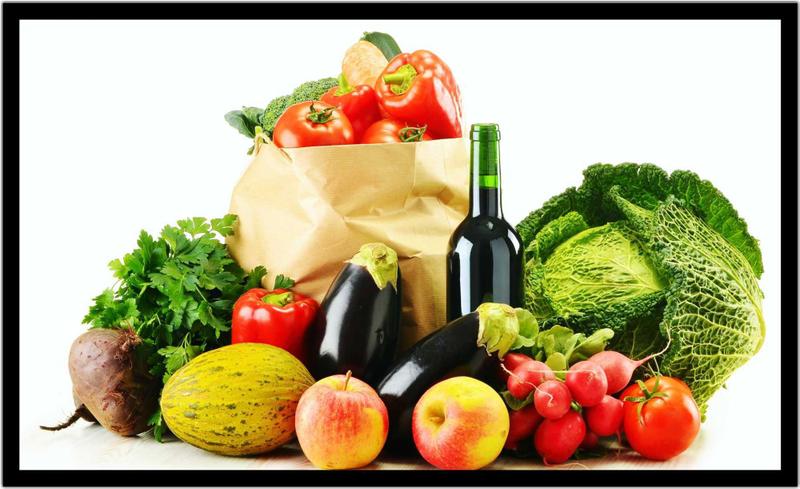 Imagem de Quadro Decorativo Frutas Nutrição Vegetais Vinho Fruteira Lojas Cozinha Sala Com Moldura RC011