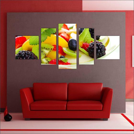 Imagem de Quadro Decorativo Frutas Restaurantes Cozinha 5 Peças TT19