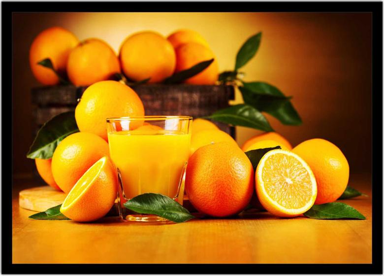 Imagem de Quadro Decorativo Frutas Suco Laranja Gourmet Cozinha Restaurantes Com Moldura RC026