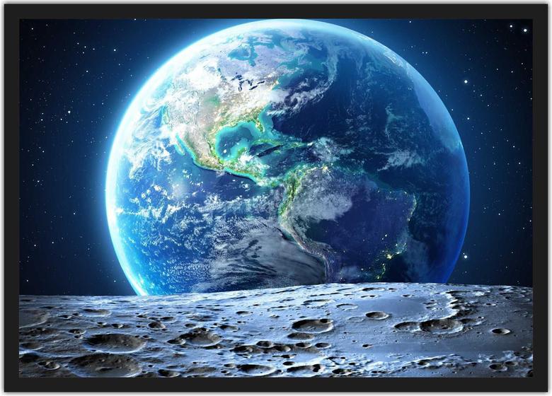 Imagem de Quadro Decorativo Galáxias Planeta Terra Estrelas Decorações Salas Com Moldura