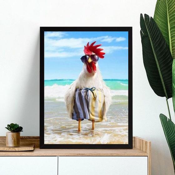 Imagem de Quadro Decorativo Galo Na Praia 33x24cm